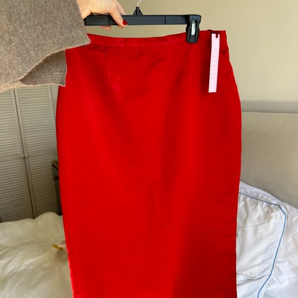 Damaris Bailey Rosso Skirt Red Satin - Picture 2 of 5